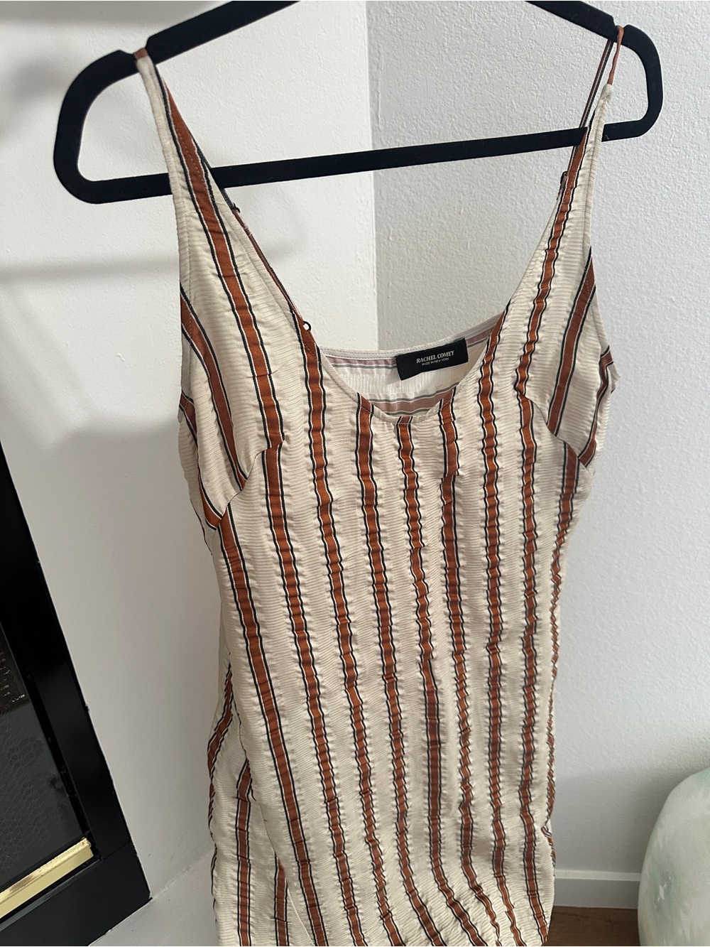 RACHEL COMEY Cream and Brown Striped Caliper Slip Dress - Picture 12 of 13